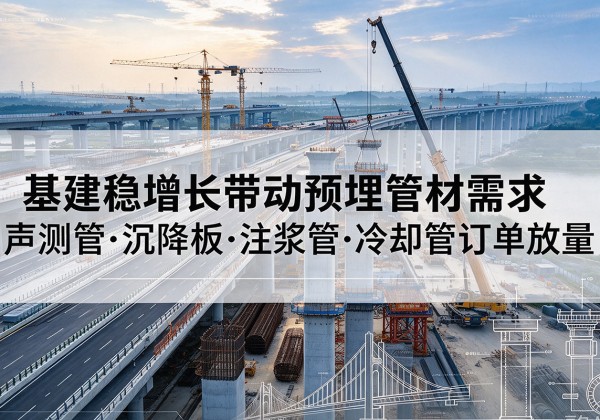 象山基建稳增长带动预埋监测管材需求，声测管、沉降板、注浆管订单持续放量